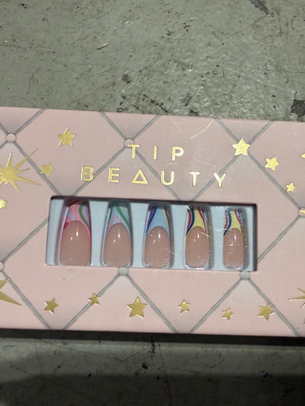 Pink Marble Press-On Nail Set